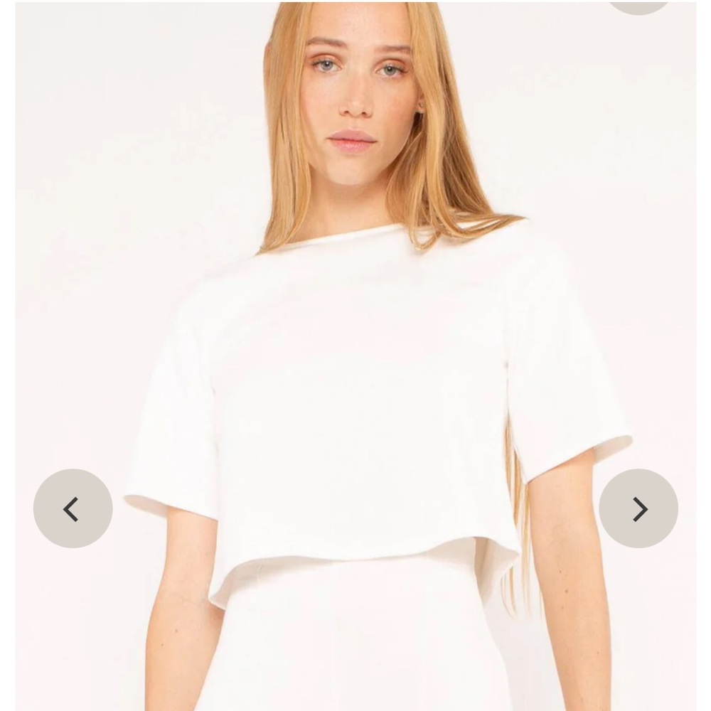 NWT Ripley Rader Off White Ponte Knit Short Sleeve Top Sz 2 or S